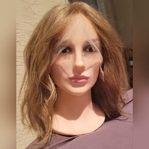 100% Human Hair Wig Medium Natural Blonde 12"